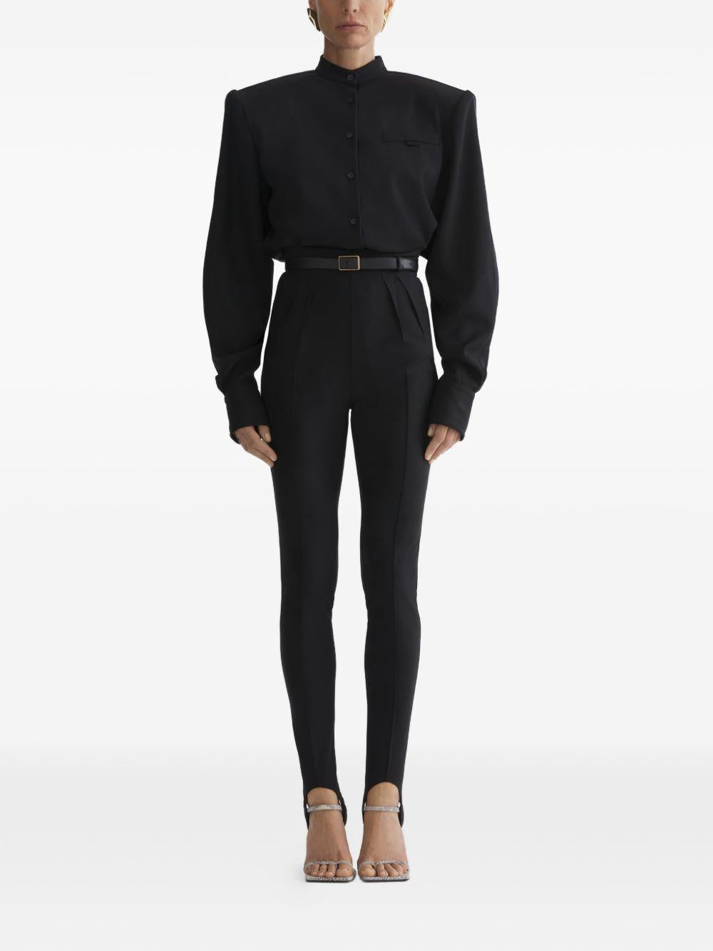 Leggings a vita alta con staffe in nero Mugler - donna 