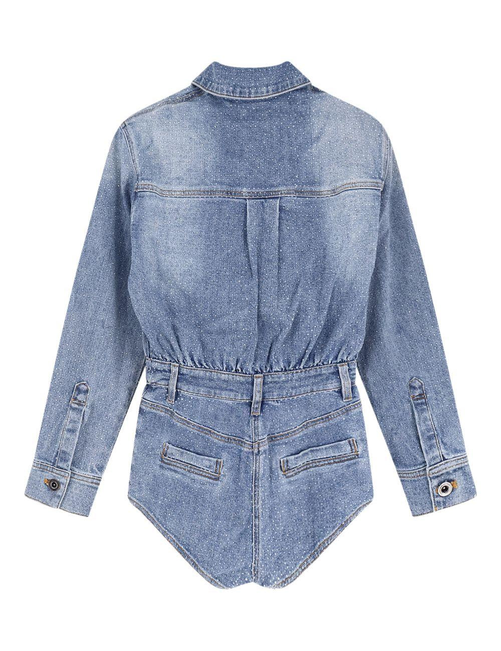 Tuta in denim con cristalli in blu Self-portrait - donna 