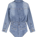 Tuta in denim con cristalli in blu Self-portrait - donna 
