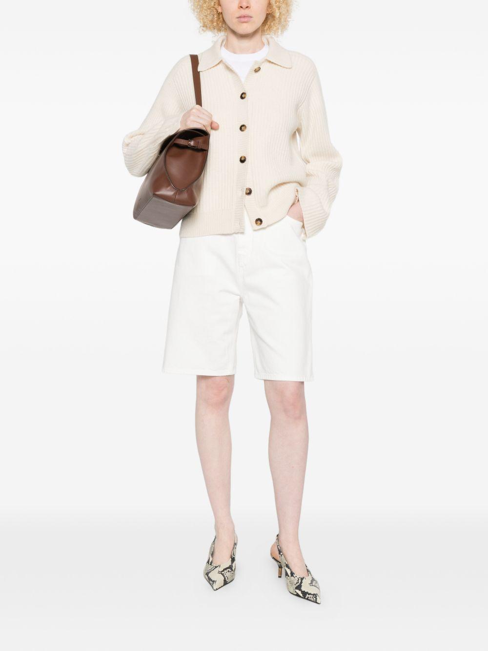 Shorts con taschei in bianco Loulou de saison - donna 