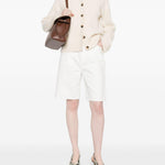 Shorts con taschei in bianco Loulou de saison - donna 