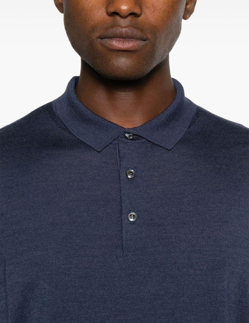 Polo a maniche lunghe in blu Caruso - uomo 