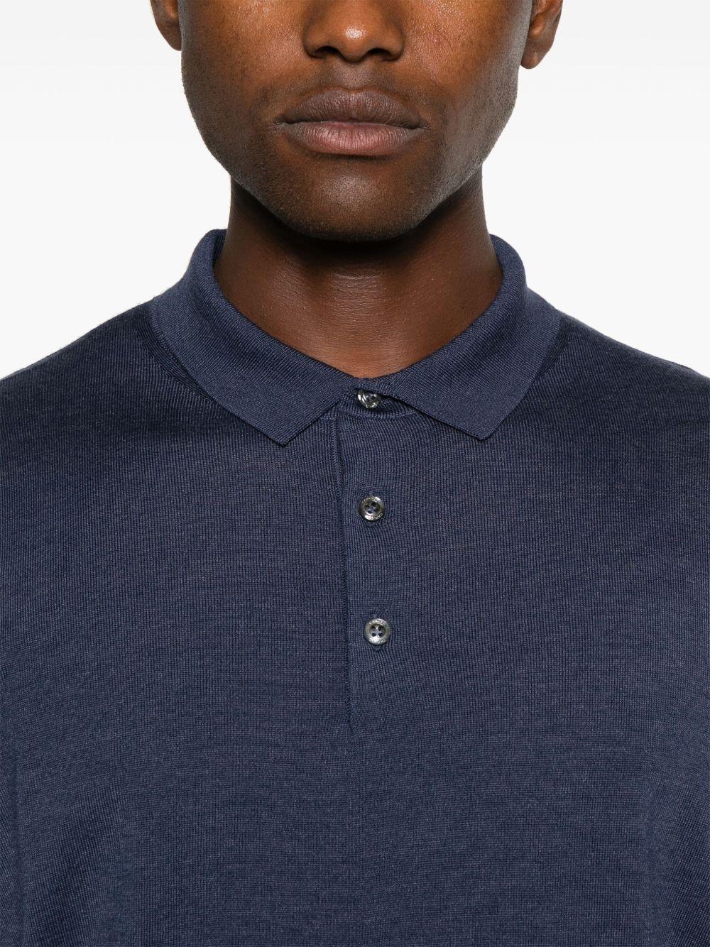 Polo a maniche lunghe in blu Caruso - uomo 