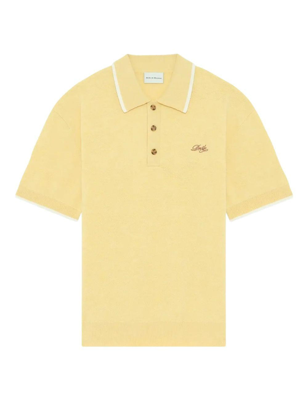 Polo con colletto ricamato in giallo Drole de monsieur - uomo 