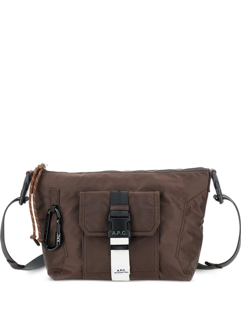 Borsa a tracolla con tasca frontale in marrone A.P.C. - unisex 