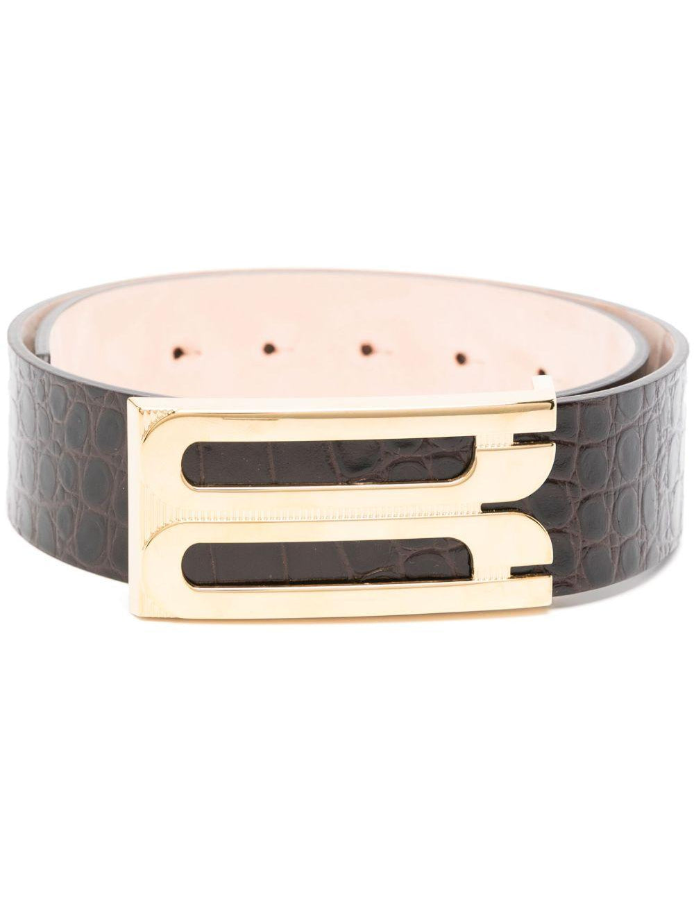 Cintura con effetto coccodrillo in marrone Victoria beckham - donna 