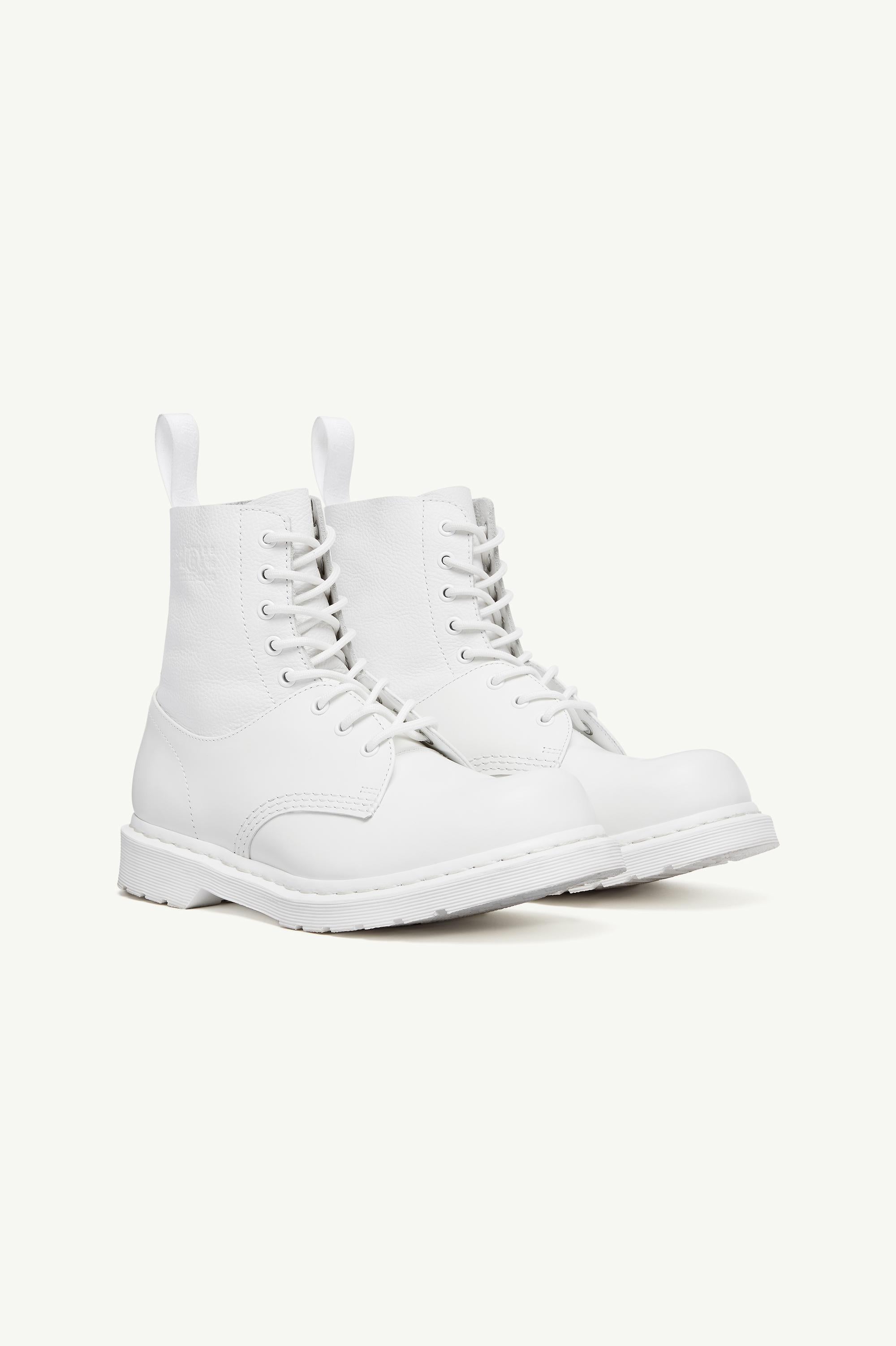 Stivaletti alti con lacci in bianco MM6 x Dr. Martens - donna 