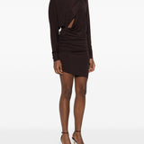 Abito mini con cut-out in marrone Amen - donna 