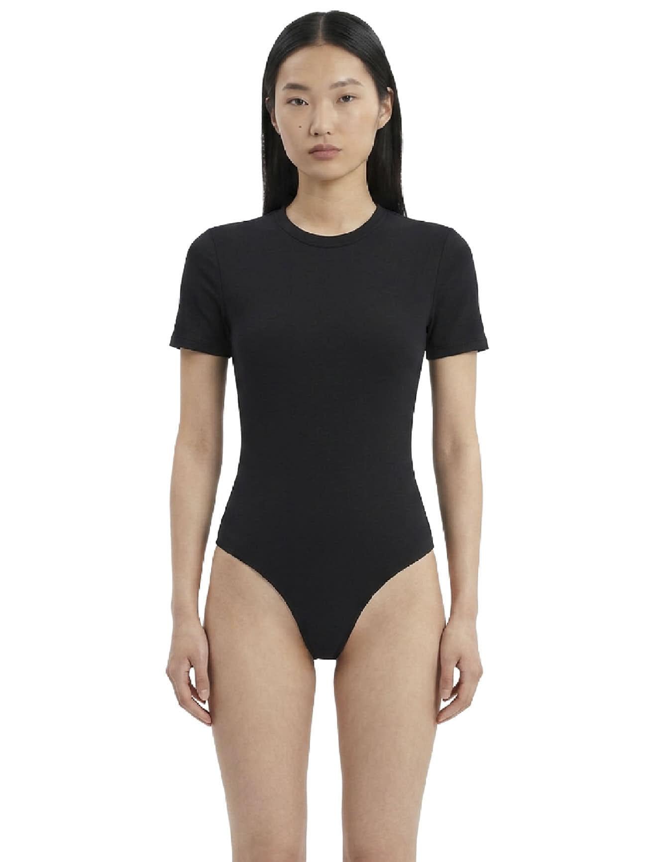 Body opaque a maniche corte in nero Wardrobe NYC - donna 