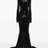 Abito maxi con ruches in nero Norma Kamali - donna 