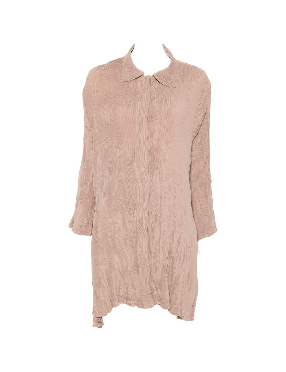 Abito Chemisier corto plissettato in beige GONGDID DESIGN - donna 
