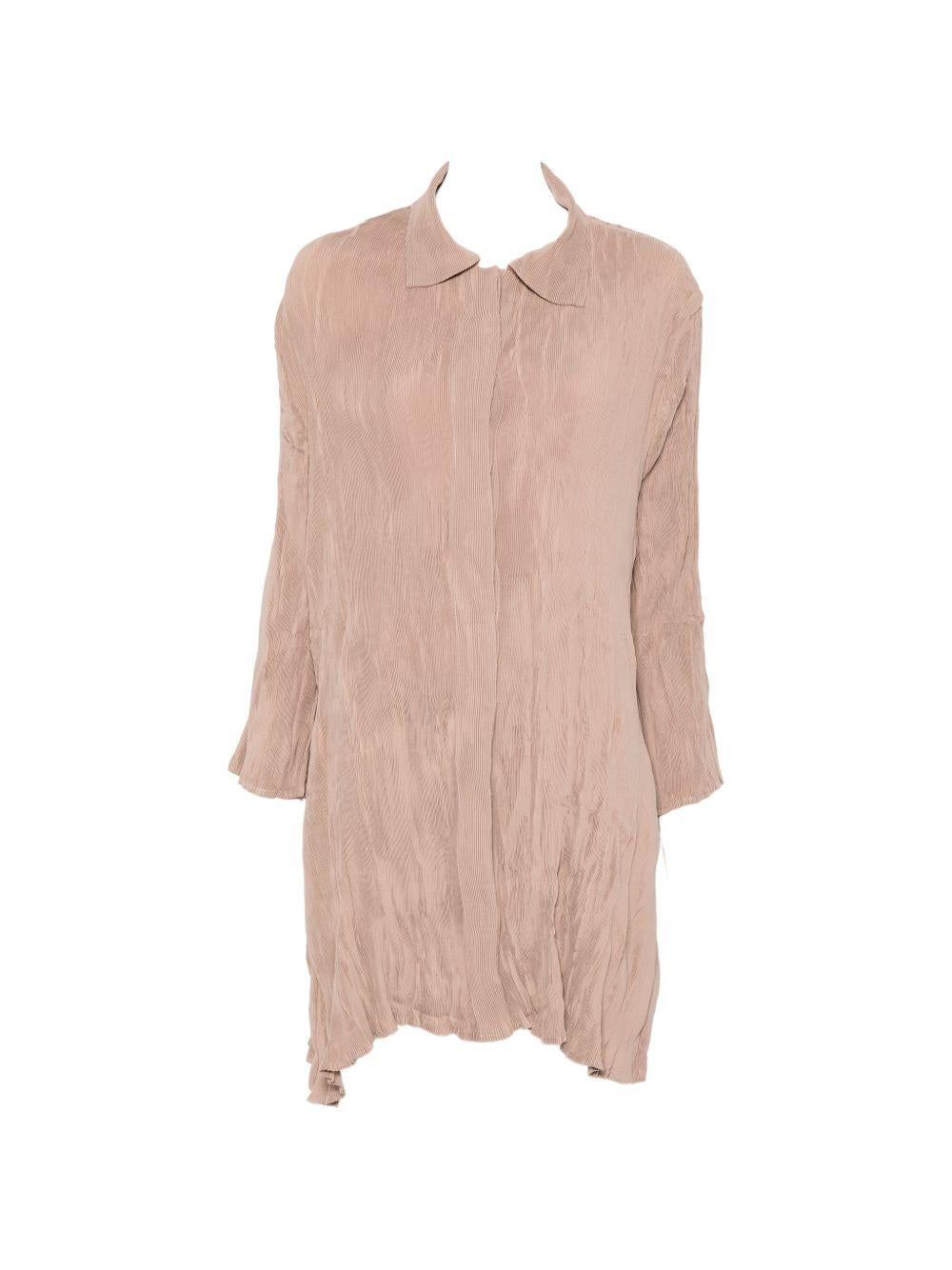 Abito Chemisier corto plissettato in beige GONGDID DESIGN - donna 
