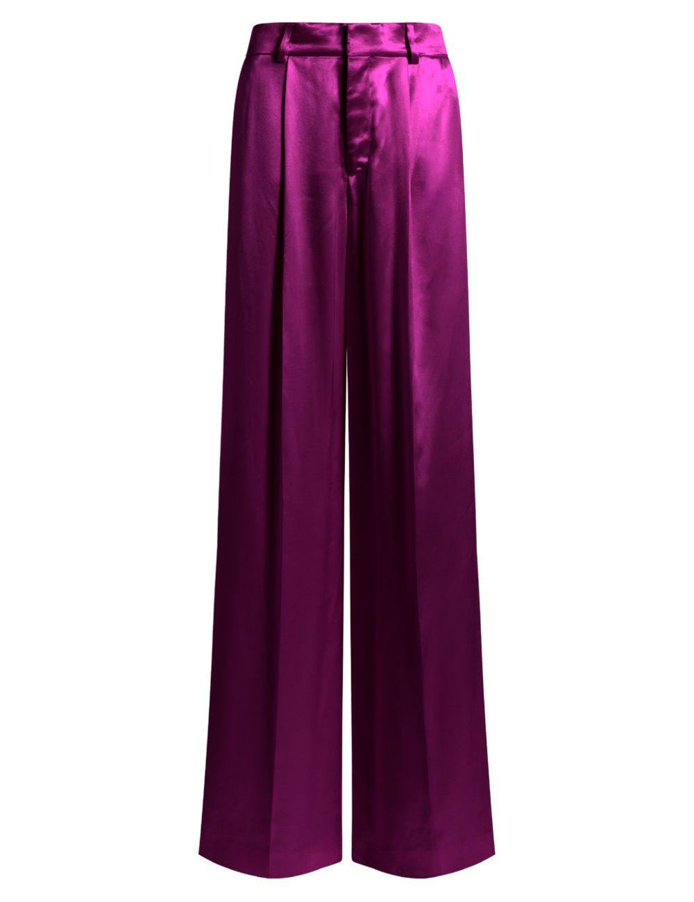 Pantaloni a gamba larga satinati in viola Alberta ferretti - donna 