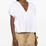 Top con scollo a v in cotone in bianco Batakovic - donna 