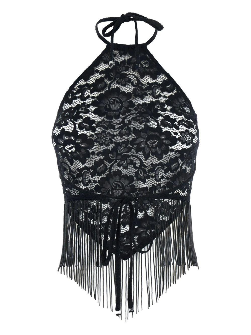 Top in pizzo a fiori in nero Venuja - donna 