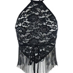 Top in pizzo a fiori in nero Venuja - donna 