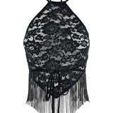 Top in pizzo a fiori in nero Venuja - donna 
