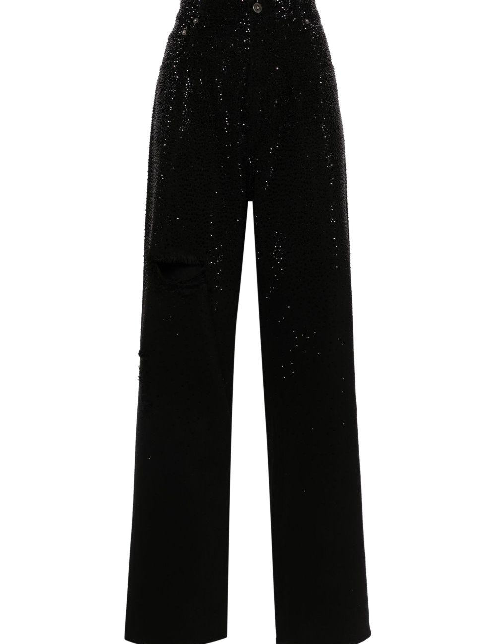 Jeans a gamba affusolata con cristalli in nero Golden goose - donna 