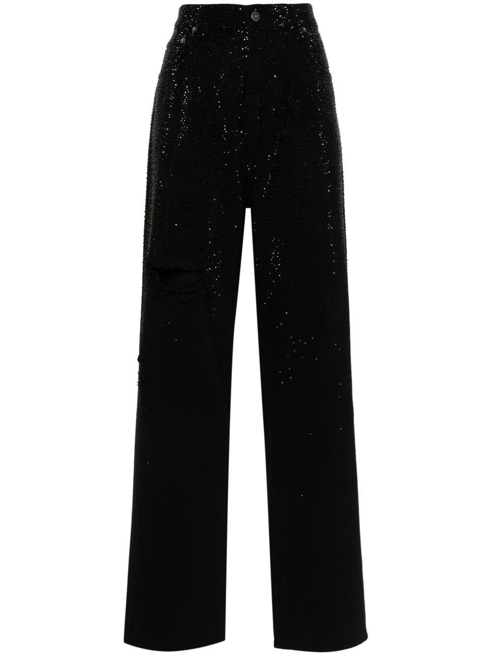 Jeans a gamba affusolata con cristalli in nero Golden goose - donna 