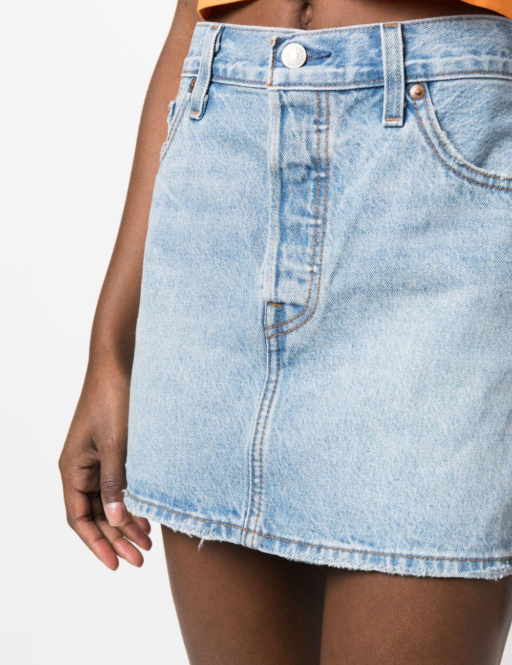 Gonna in denim a vita media in blu Levi's - donna 
