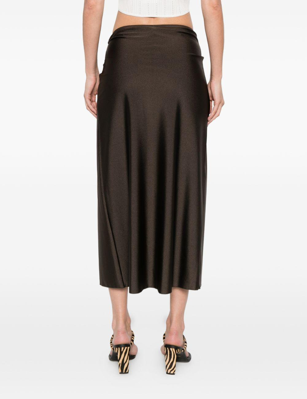 Gonna midi arricciata e decorata in marrone Simkhai - donna 
