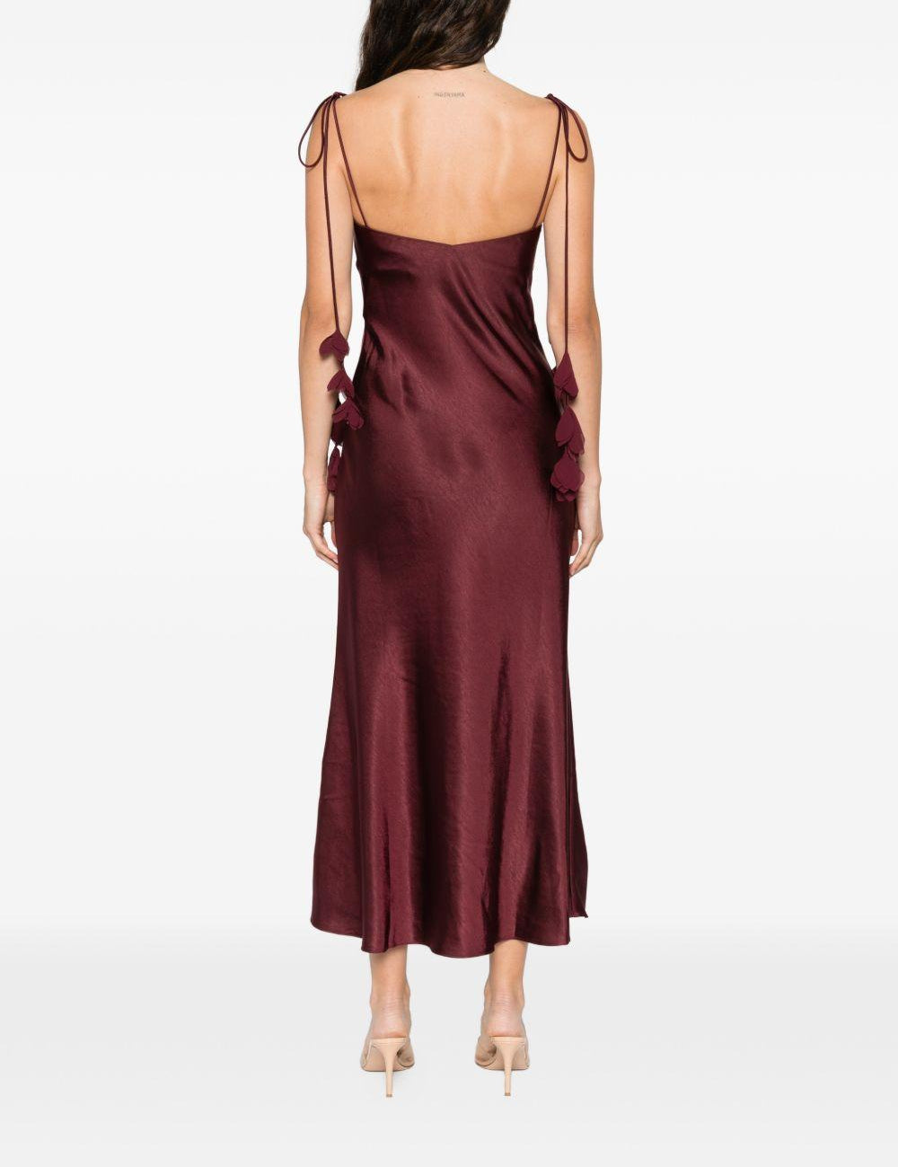 Abito midi con spalline in bordeaux Self-Portrait - donna 