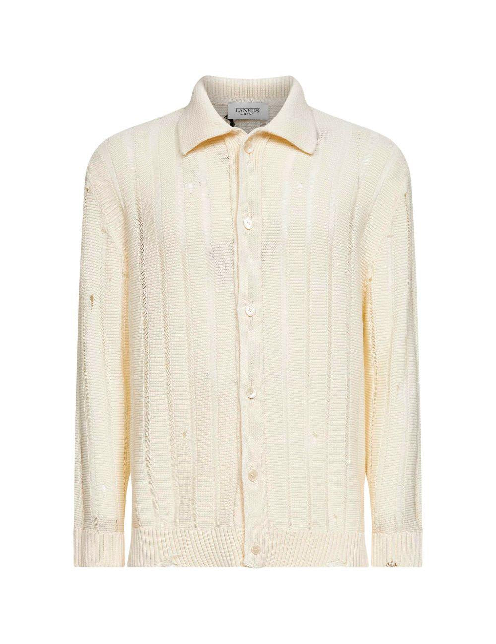 Polo in maglia con bottoni in beige Laneus - uomo 