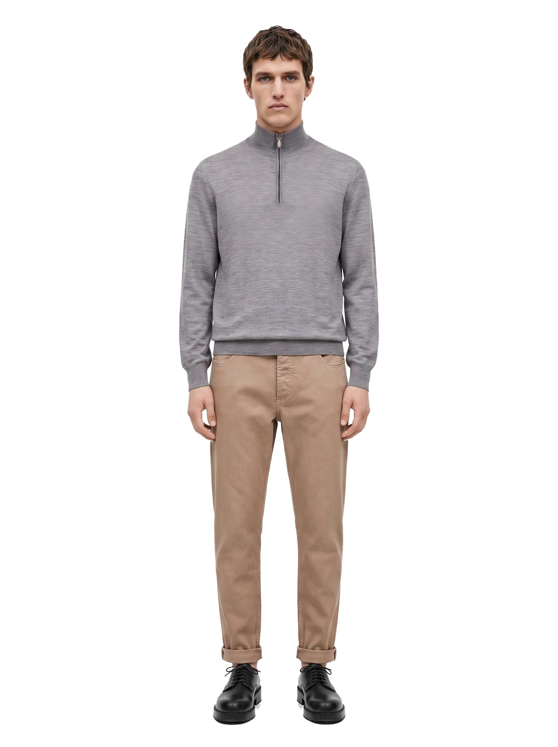Maglione mezza zip in cashmere grigio 