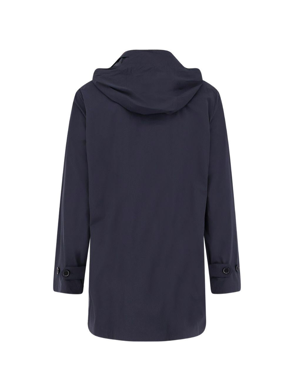 Cappotto impermeabile con cappuccio rimovibile in blu Aspesi - uomo 