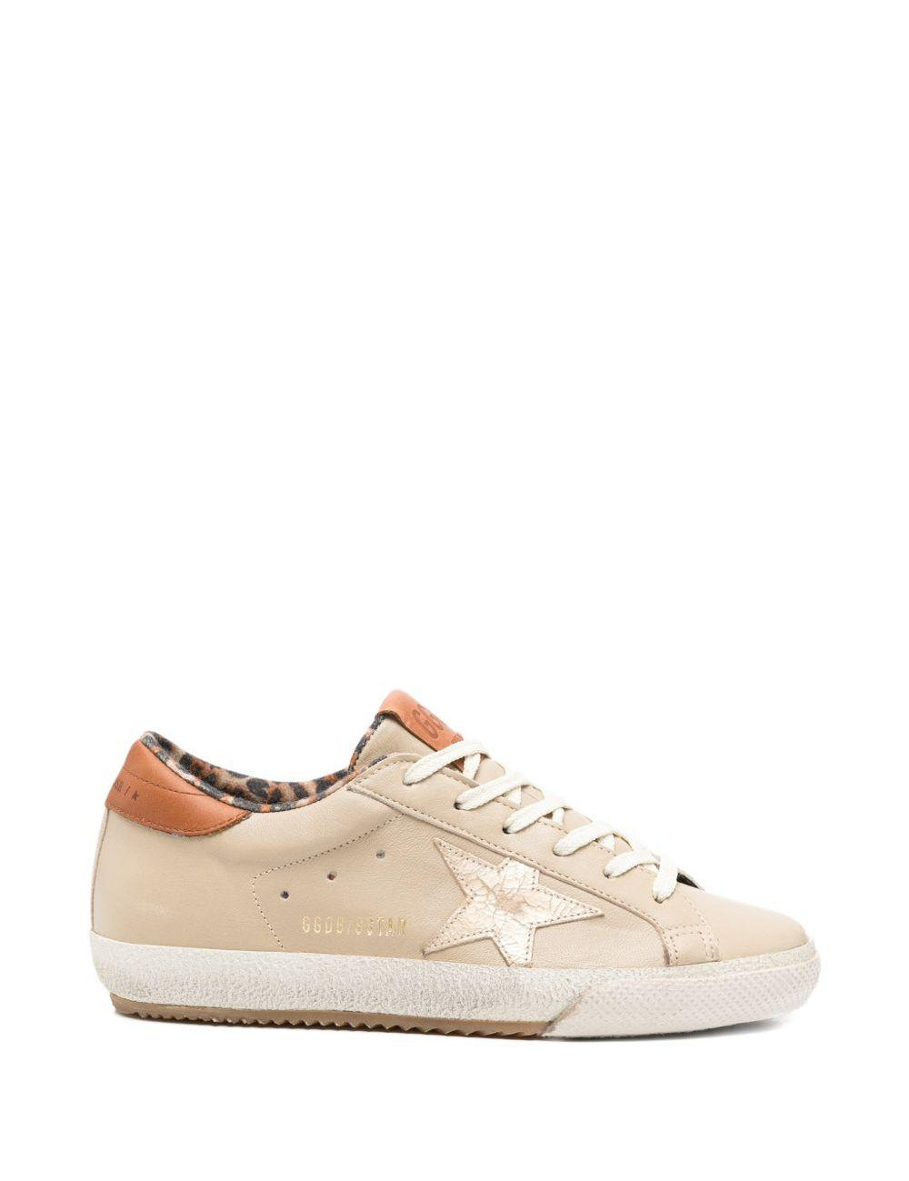 Sneakers super-star con stampa animalier in beige Golden goose - donna 