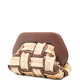 Clutch bios piccola con inserti in rafia in marrone e beige Themoirè - donna 