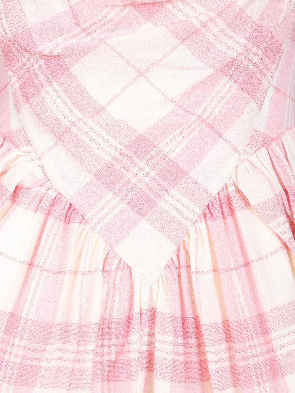 Abito Mini Sunday a quadri in rosa e bianco 
