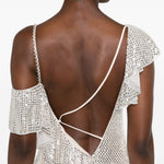 Abito lungo decorato con paillettes in beige 