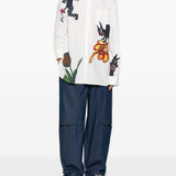Camicia in popeline stampata wolfs & tulip in bianco Marni - uomo 