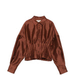 Camicia con vita a pieghe e finitura satinata in marrone Shushu/tong - donna 
