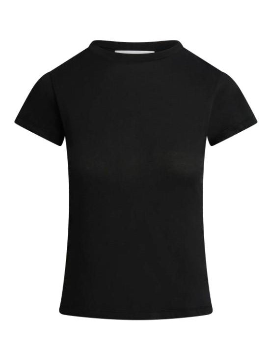 T-shirt a costine con girocollo in nero Aya muse - donna 