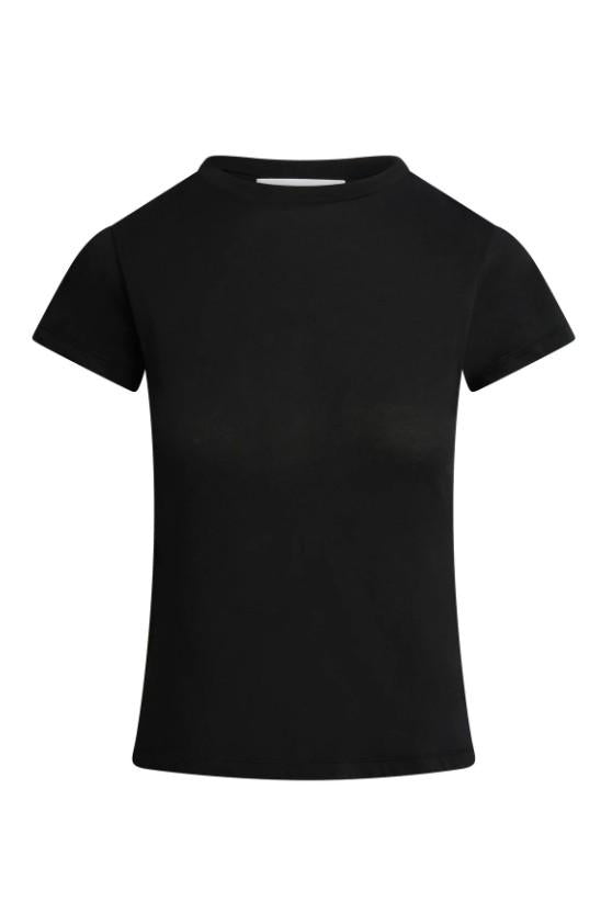 T-shirt a costine con girocollo in nero Aya muse - donna 