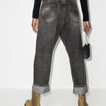Jeans Leyton con design a incrocio in nero R13 - donna 
