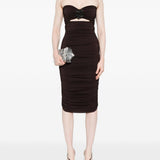 Abito senza spalline con paillettes in marrone Amen - donna 