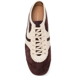 Sneakers a pannelli in pelle in viola 