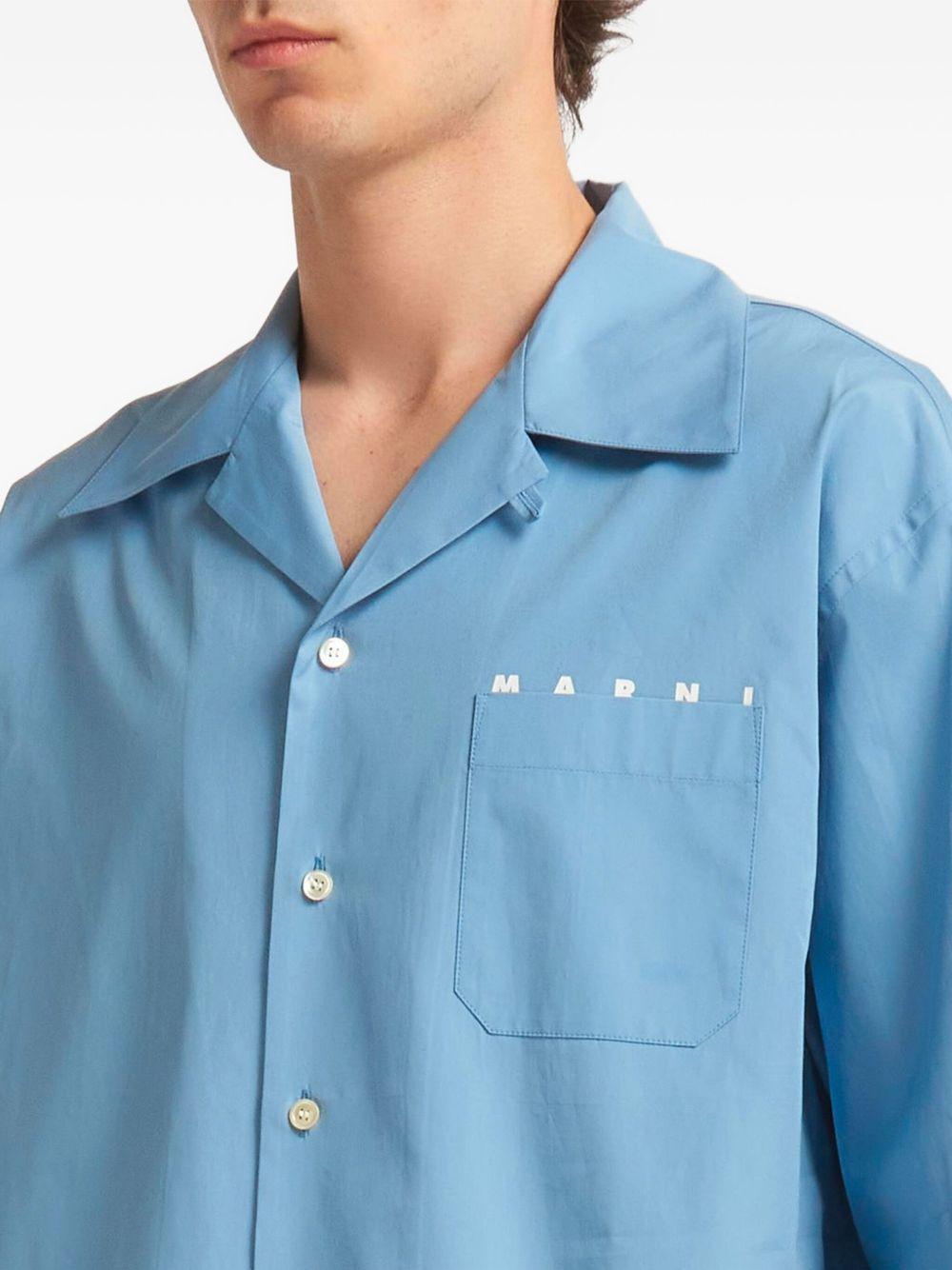 Camicia a maniche corte con logo in blu Marni - uomo 