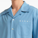 Camicia a maniche corte con logo in blu Marni - uomo 