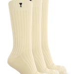 Set di tre calzini in avorio logo ami de couer ami paris - unisex 
