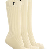 Set di tre calzini in avorio logo ami de couer ami paris - unisex 
