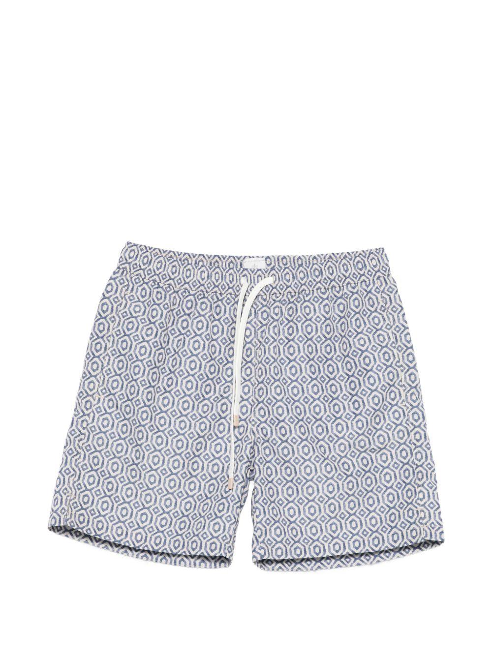 Pantaloncini da bagno con motivo geometrico in blu Eleventy - uomo 