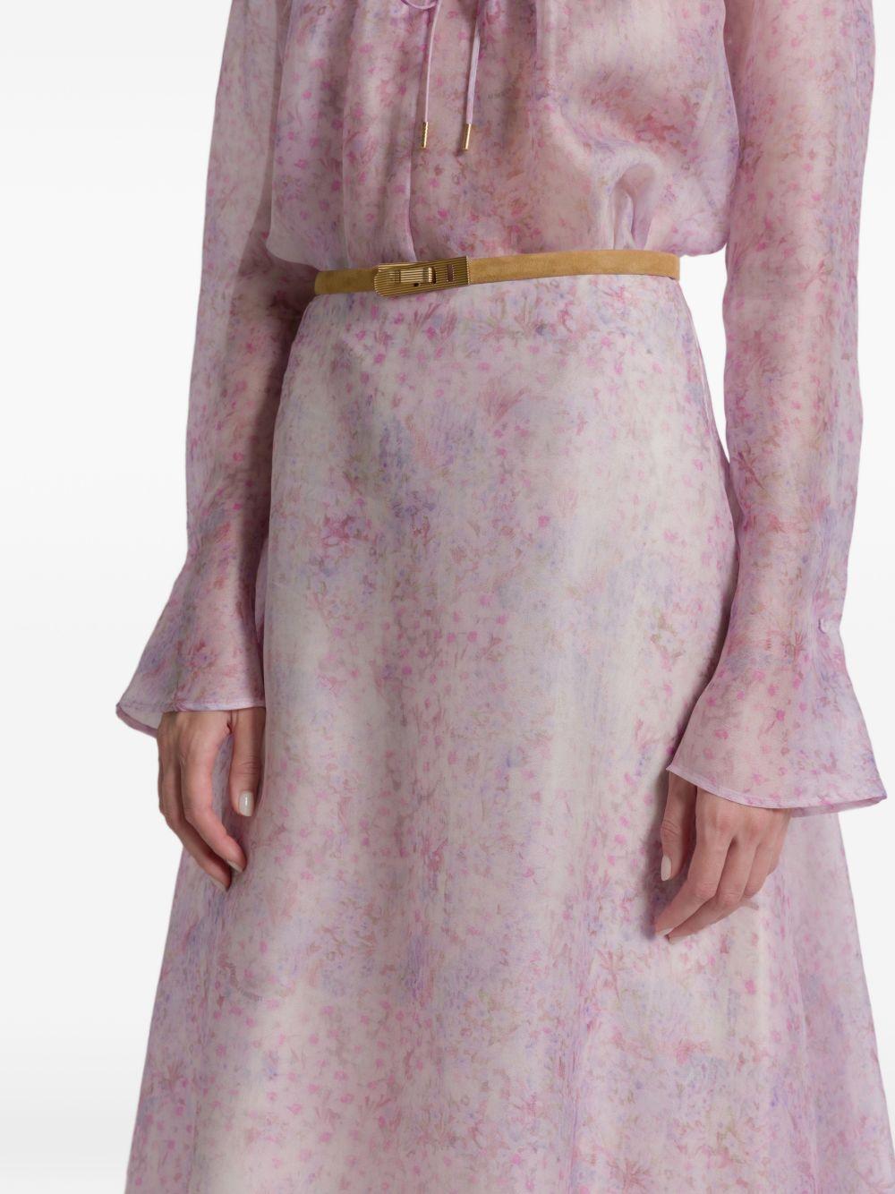 Gonna midi a fiori in viola Alberta Ferretti - donna 