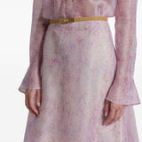 Gonna midi a fiori in viola Alberta Ferretti - donna 