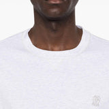 T-shirt con logo a girocollo in bianco Brunello cucinelli - uomo 