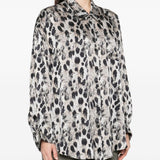 Camicia con collo basso in beige e nero R13 - donna 