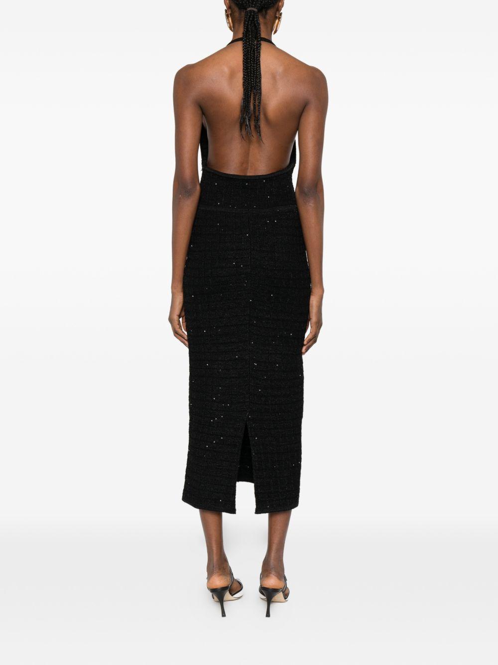 Abito midi con scollo a V in nero Alessandra Rich - donna 